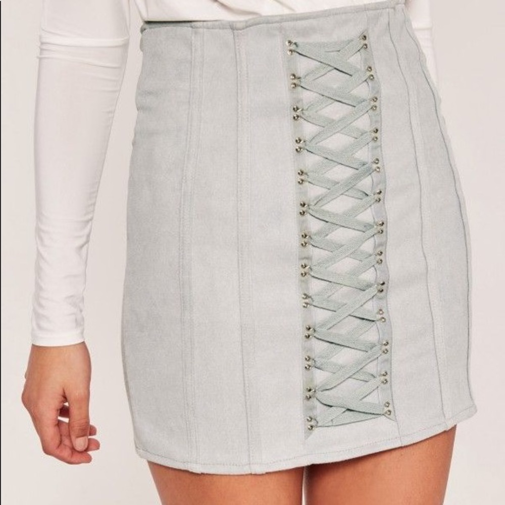 Faux Suede Lace Up Skirt